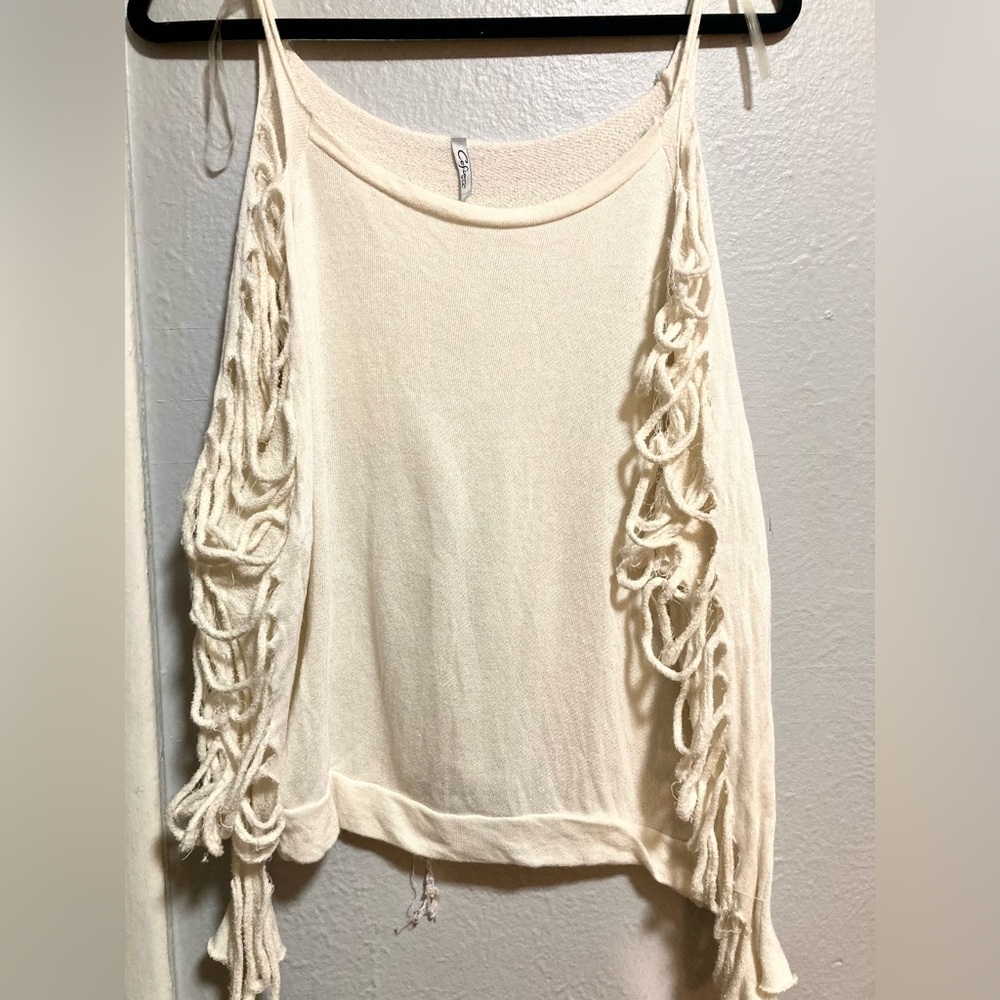 Cefian ripped sleeve crop top size xs